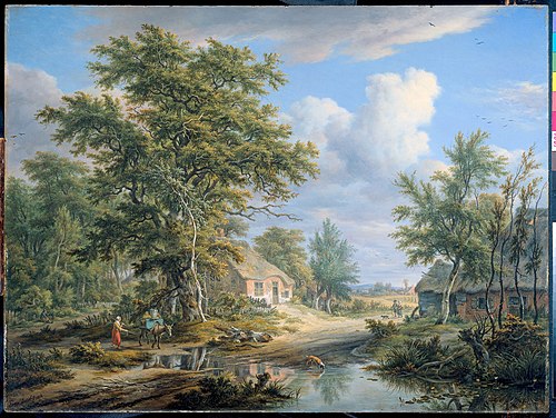 Boerderijen aan de rand van een bos, 1812, Egbert van Drielst