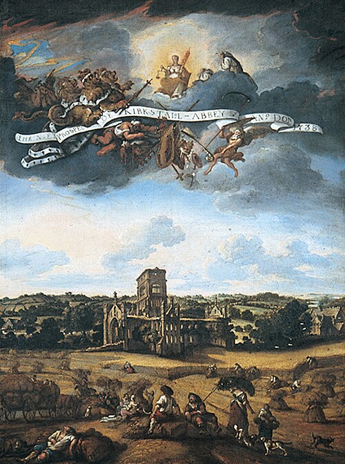 North East Prospect of Kirkstall Abbey, 1738, Johann Baptiste Bouttats