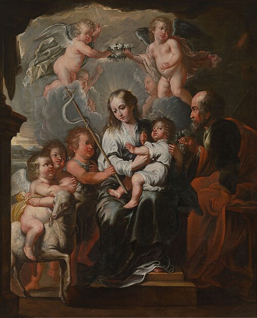 Holy Family with Angels, 1643, Jacques de l'Ange