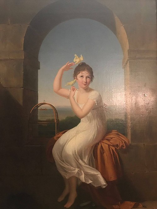 Une jeune fille jouant avec des serins, 1804, Jeanne-Élisabeth Chaudet