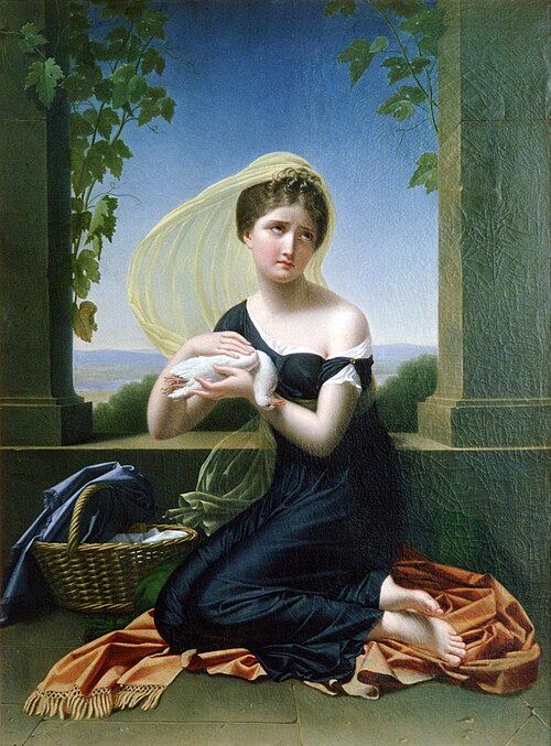 Jeune fille pleurant sa colombe morte, 1808, Jeanne-Élisabeth Chaudet