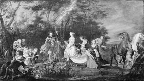 Skt. Jørgen befrier prinsessen fra dragen. Allegori, 1627, Frans Wouters