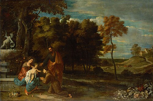 Landscape with the Holy Family and St. Anthony of Padua, 1648, Frans Wouters