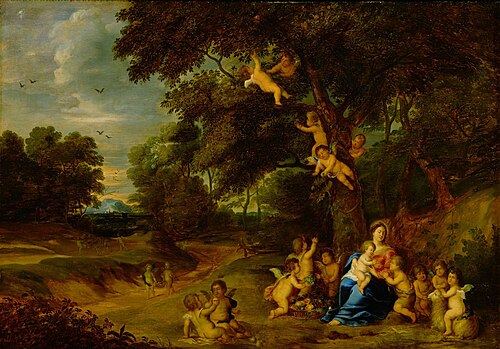 Madonna and Child, St John the Baptist as a Boy and Angels in a Woodland Landscape, , Frans Wouters