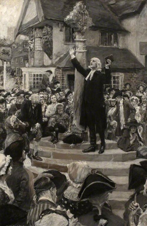 John Wesley Preaching from the Steps of a Market Cross, 1909, William Hatherell
