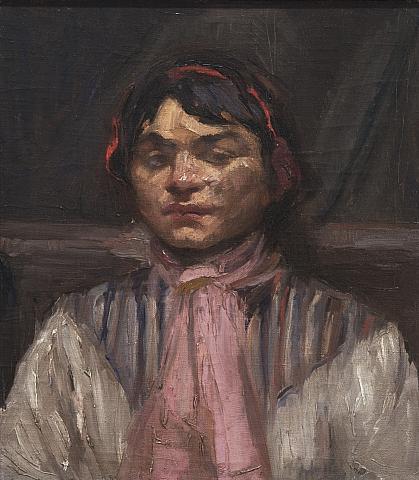 Maori Woman with pink scarf, 1920, Mina Arndt