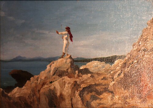 Personnage sur un rocher, , Alexis Mossa