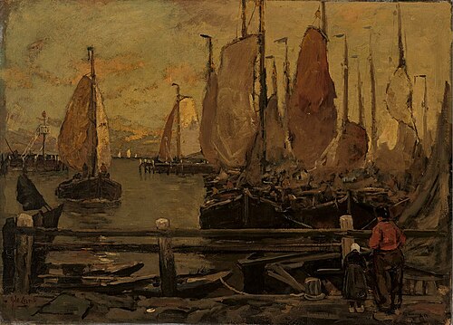 The Port of Volendam, 1917, Adolf le Comte