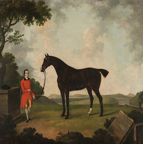 A Black Horse called 'Bishop', with his Groom in a Landscape, 1769, Thomas Stringer