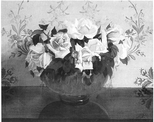 Roses in a glass bowl, , Jan Voerman