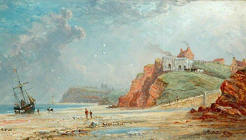 Whitby from Upgang Showing the Two Lime Kilns in 1853 before the East Pier Was Built, , Richard Weatherill