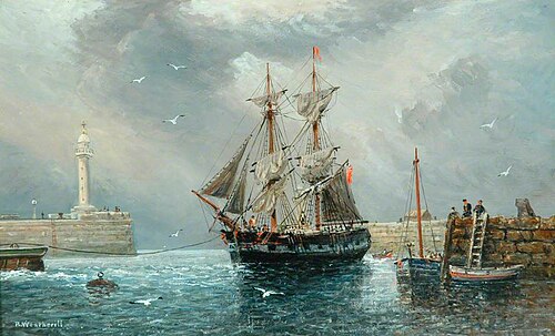 Ship Being Towed into Harbour, , Richard Weatherill