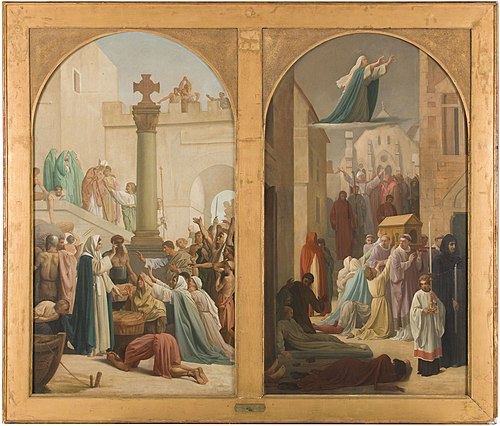 Esquisse pour l'église Saint-Sulpice : sainte Geneviève distribuant le pain aux pauvres pendant le s, 1862, Louis Charles Timbal