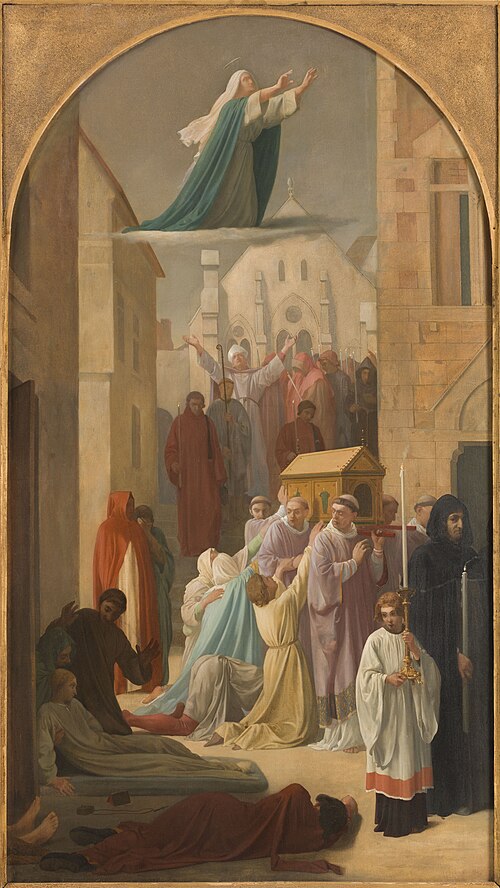 Esquisse pour l'église Saint-Sulpice : Le miracle des Ardents - Procession de la châsse de sainte Ge, 1862, Louis Charles Timbal