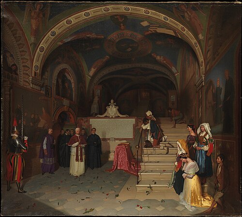 Pope Gregory XVI Visiting the Church of San Benedetto at Subiaco, 1843, Jean-François Montessuy