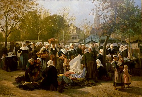 Marché aux chiffons dans le Finistère, 1886, Jean-Baptiste Jules Trayer