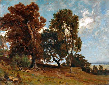 Baumgruppe bei einem Fluss, , Adolf Stäbli