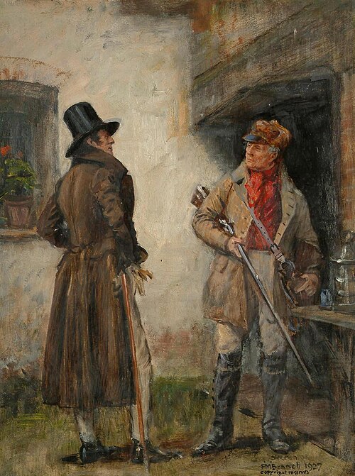 The gamekeeper and his master, 1927, Frank Moss Bennett