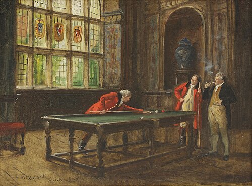 A game of billiards, 1925, Frank Moss Bennett