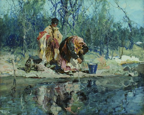 Before washing laundry, 1915, Stepan Fiodorovitch Kolesnikov