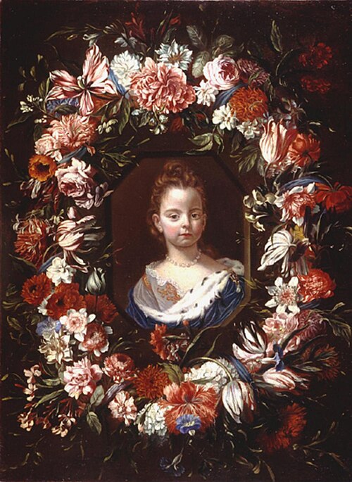 Portrait of a young girl in a flower garland, 1650, Joannes Hermans