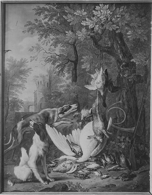 Jagdbeute mit zwei Hunden, 1748, Jacob Andries Beschey