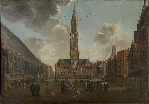 The Market Square in Bruges, 1696, Jan Baptist van Meunincxhove