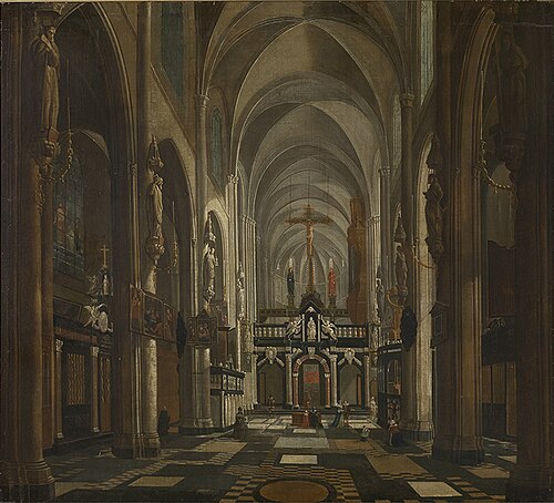 Interior of the former Saint Donatus Church in Bruges, 1696, Jan Baptist van Meunincxhove