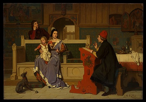 Hugo van der Goes Painting the Portrait of Mary of Burgundy, 1866, Wilhelm Koller
