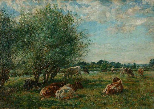 Landscape with River and Cattle, , Mark Fisher