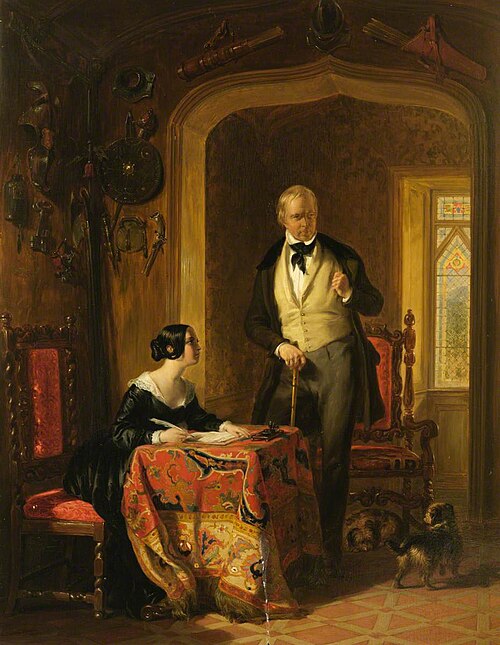 Sir Walter Scott Dictating to His Daughter, Anne, in the Armoury at Abbotsford, 1844, William Allan