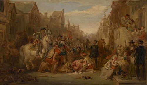 [Compositional Sketch for] The Death of the Regent Moray, , William Allan