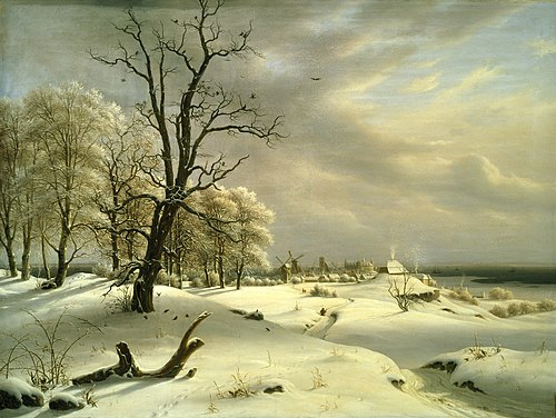Helsingør mod Kronborg, vinter, 1833, Thomas Fearnley