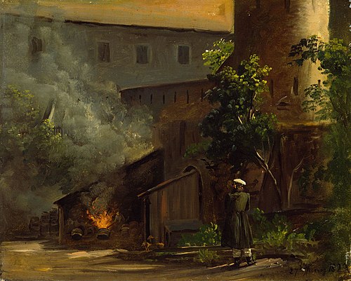 From a Courtyard at the Scharfenberg Castle near Dresden, 1829, Thomas Fearnley