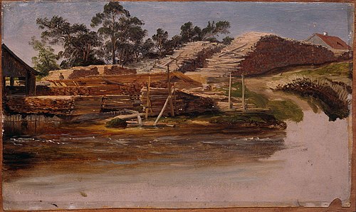 Timber Yard, 1839, Thomas Fearnley