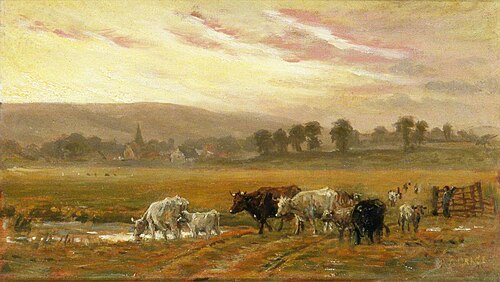 Sunset Near Amberley, West Sussex, , Alfred Fitzwalter Grace