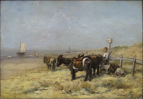 Ânes sur la plage, 1865, Willem Maris