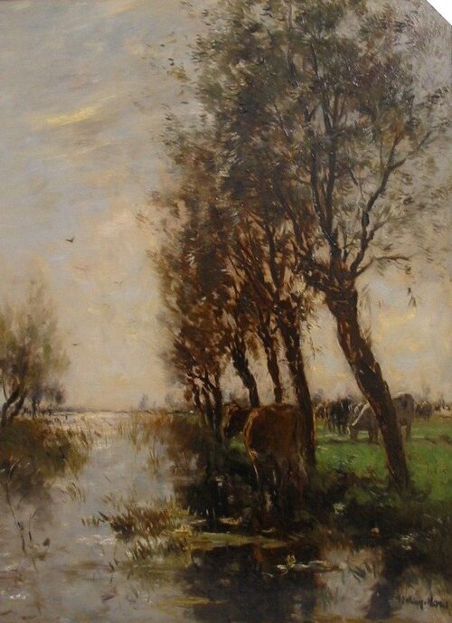 Landscape with ditch and cattle, 1900, Willem Maris