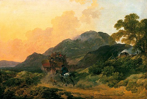 Skiddaw, Cumberland, a Summer Evening with a Stage Coach, 1784, Philippe-Jacques de Loutherbou