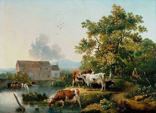 Landscape with Cattle Watering in a Mill Stream, 1900, Philippe-Jacques de Loutherbou