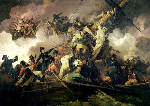 L'abordage de la Chevrette à Brest par des marins anglais (21 juillet 1801, , Philippe-Jacques de Loutherbou