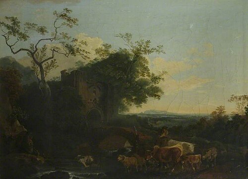 Landscape with Gateway and Cattle, , Philippe-Jacques de Loutherbou