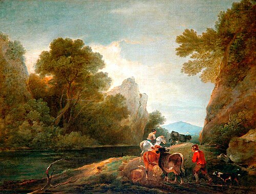 Landscape with Figures and Cattle, , Philippe-Jacques de Loutherbou