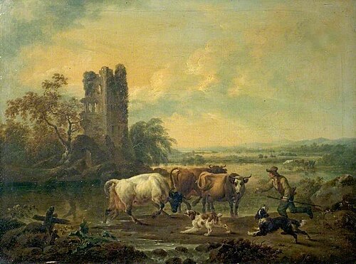 River with Cattle, , Philippe-Jacques de Loutherbou
