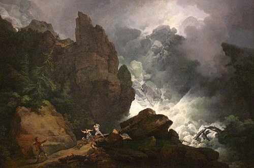 Une avalanche de glace dans les Alpes, dans la vallée de Lauterbrunnen, 1803, Philippe-Jacques de Loutherbou