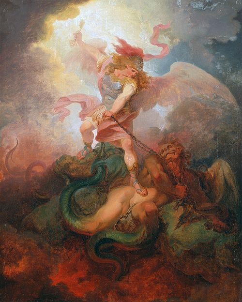 The Angel Binding Satan, 1797, Philippe-Jacques de Loutherbou