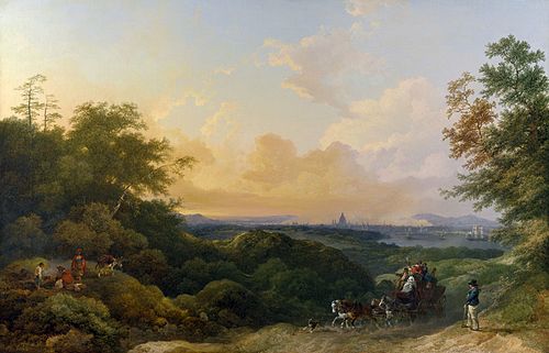 The Evening Coach, London in the Distance, 1805, Philippe-Jacques de Loutherbou
