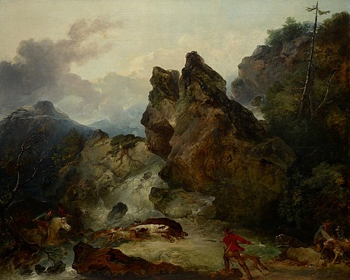 Landscape with Boar Hunt, , Philippe-Jacques de Loutherbou