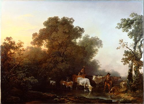 Landscape with Cattle and Figures, , Philippe-Jacques de Loutherbou