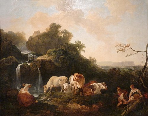 Landscape with Figures and Cattle, , Philippe-Jacques de Loutherbou